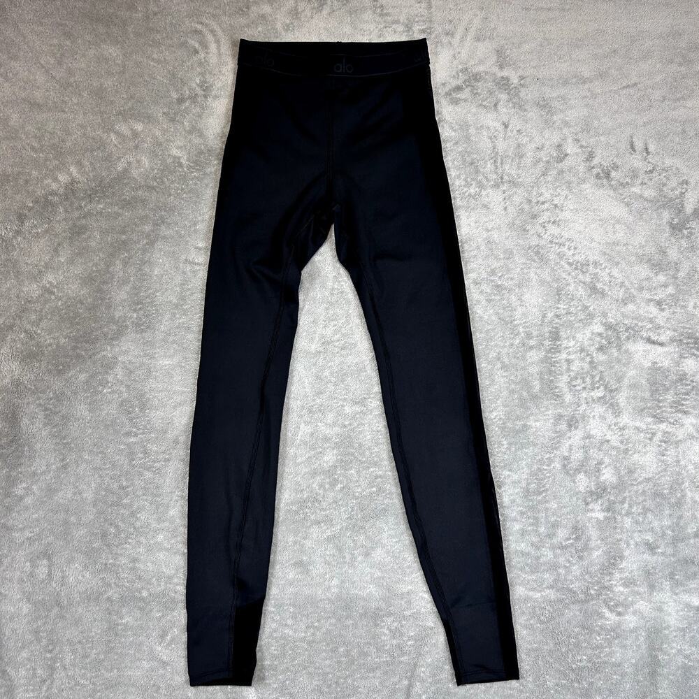 Alo Black Mesh Side Leggings Size Small (Fits 4) Yoga‎ Athleisure Sculpting Gym